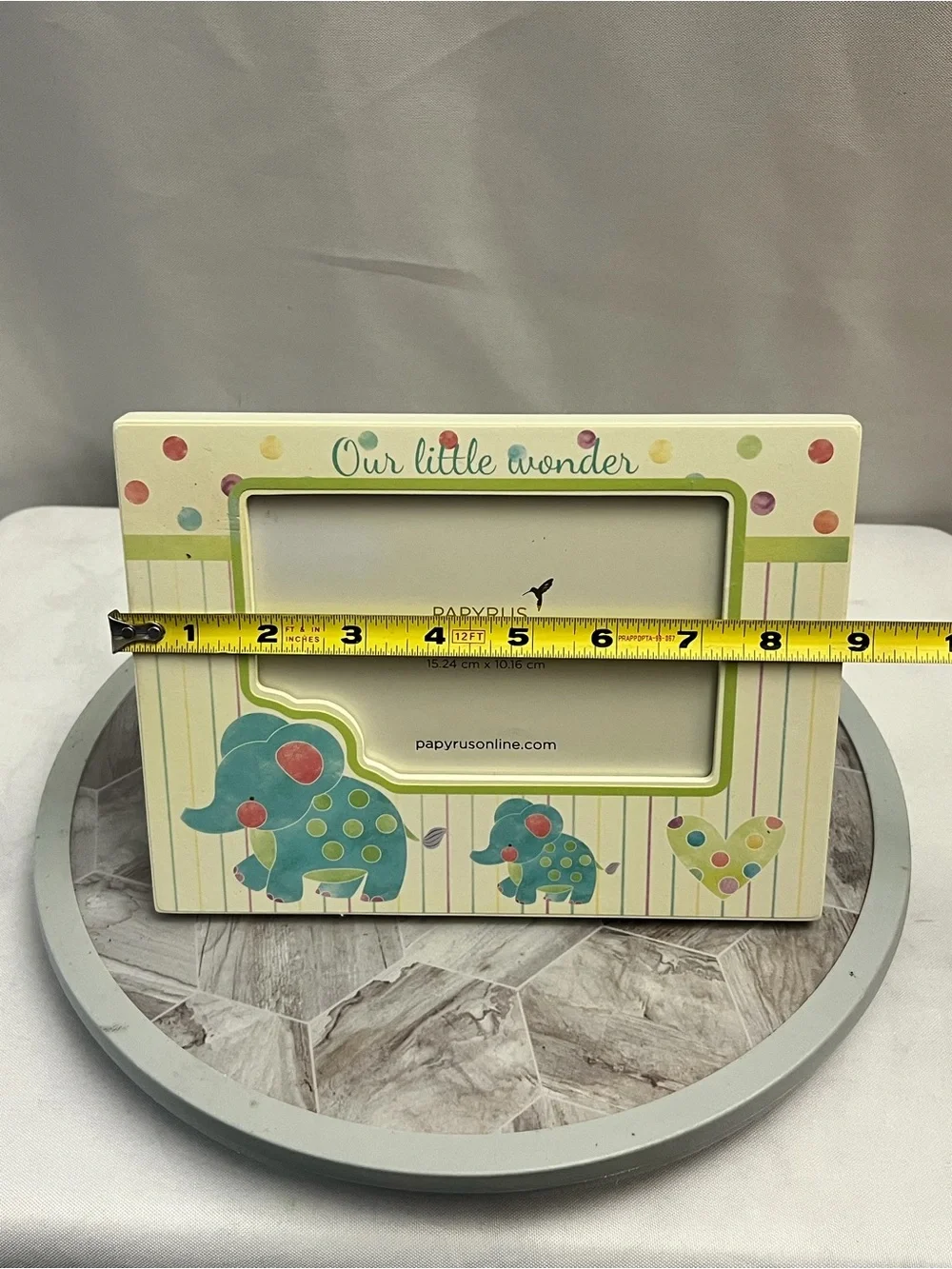 Papyrus Our Little Wonder Baby Elephant 6x4 Picture Frame Nursery Polka Dot